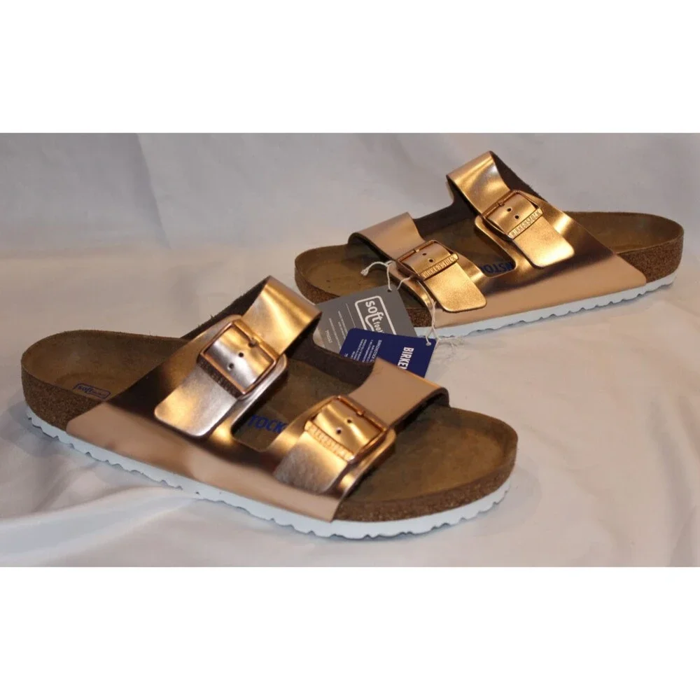 Birkenstock Arizona Buckle Narrow‎ Fit Birko Flor Sandals COPPER EU 37 US 6-6.5